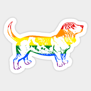 Rainbow Basset Hound Pride - Pride Month - LGBT Gifts - Pride Flag Basset Hound Sticker